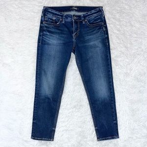 SILVER JEANS Women’s Suki Skinny Crop Dark Wash Blue Denim Jeans 29